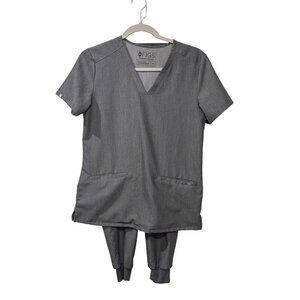 Figs Technical Collection XS Top XXS Zamora Joggers Charcoal Gray Scrub Grapite
